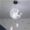 iDEGU Lampada a Sospensione LED Plafoniera Creativa Design Luna e Stelle Lampada da Soffitto Moderno con 5 Lampadine Lampadario per Camera dei Bambini (Luce Bianca Fredda)