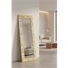 MO.WA Specchio da parete Lungo foglia oro, Specchiera moderna 52x147, Made in Italy, verticale/orizzontale da muro, cornice legno grande dorata