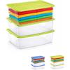 PALUPLUS 3 Contenitori Portabiancheria, misura 60x40x17 cm e capacità 27 Lt, Box Trasparente con Coperchio, Organizer salvaspazio per Scarpe, Vestiti, Giocattoli -1149 (Verde)