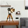 GMSLuu Lampada da terra a LED vintage Tripod lampada da studio in stile industriale Cinema con treppiede in legno, lampada da studio, lampada da soggiorno, 65 cm