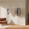 pamo Appendiabiti da Parete 201 cm - 240 kg | barra Appendiabiti industriale a muro bianco | armadio aperto in metallo | 222 cm × 32 cm | bianco | rivestimento Clearguard anti-graffio