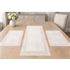 Corredocasa Set Centro Centrini Runner Copritavolo da Sala Ricamati Eleganti e Raffinati Ottima Manifattura Misto Lino Disponibili in Pizzo o Macrame' o Tulle (Bianco, Set 3 Pezzi Intaglio Cuori)