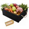 BOGATECO Scatola in legno naturale decorativa, 40 x 35 x 14,5 cm, per frutta, verdura e stoccaggio, colore: nero
