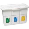 DEA HOME Ecopat Pattumiera per raccolta differenziata bianca 75x37x50h cm, 3 scomparti da 25 litri, con clip fermasacco, in plastica resistente riciclata, ideale per interni ed esterni