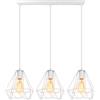 iDEGU 3 Lampade a Sospensione, Vintage, 20 cm, Lampadario Industriale in Metallo, Paralume, Design a Gabbia, E27, Lampada da Soffitto, per Soggiorno, Cucina, Sala da Pranzo (3 Lampade, Asta, Bianco)