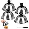 MAMIELIZ 4 Pezzi Campane per Hamburger, Coperture per Hamburger con Cacciavite, Cappa per Hamburge, Cloche Acciaio per Hamburger per Bacon Cheeseburger Barbecue Bistecca Hamburger 16 x 10 cm