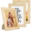 PHOTOLINI Cornici 13x18 cm legno MDF naturale, set di 3 cornici larghe, moderne, plexiglass infrangibile, da tavolo o da parete, accessori extra - per una parete dal look raffinato