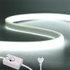 HEGEHE - Striscia LED Neon COB dimmerabile 220V [1M，Bianco（6000-6500K）], 288 LED/m, tagliabile, Nastro LED flessibile FCOB impermeabile IP65, CRI85+, decorazione per casa/negozio