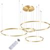 Wandun Moderna lampada a sospensione a LED, 4 anelli collezione di vernice oro, applique a sospensione a luce regolabile Lampadario a soffitto moderno, dimmerabile con telecomando 3000K-6000K - 68W (