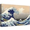 canvashop Quadri Moderni Soggiorno Hokusai La Grande Onda Di Kanagawa Cm 100X70 Quadro Moderno Stampa Da Parete Su Tela Canvas Giapponesi