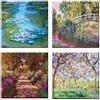LuxHomeDecor Quadri Claude Monet 4 Pezzi 30x30 cm Stampa su Tela con Telaio in Legno Arte arredo