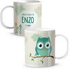 LolaPix Tazza Bambini Personalizzata con Nome. Ritorno a Scuola. Plastica. Vari Disegni. Gufo