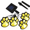 LEEMASING 4 luci solari a forma di zampa di cane da giardino, lanterna a LED da 7,6 cm, lampada per esterni, giardino, sentiero, paesaggio, passerella, cortile (bianco caldo)