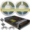Mondo Strisce Led: Kit da 10 metri di Strip Led 120W (2 Bobine da 5mt + 1 Trasformatore da 120W Piatto), Alta Luminosità 10.000Lumen 3200Led 24V Luce Bianco Freddo 6000k. Striscia Led COB ip20 Strip