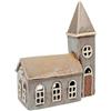 Home of Christmas Lichthaus | Tealight Cottage | Candeliere | Portacandele | Ceramica (Chiesa Brown 20 x 16 x 7,5 cm)