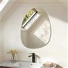 S'AFIELINA Specchio rotondo asimmetrico Dimensioni 55 × 75 × 1,0 cm, Specchio da parete con quattro fori di sospensione per bagno, camera da letto, soggiorno, corridoio, decorazione da