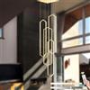 LAMPLAY Lampadario Moderno, 4 Luci LED Ad Anello Di Diamanti Dorati, Lampadario Per Villa Regolabile In Altezza, Luce Per Soggiorno Con Telecomando 3000K-6000K Dimmerabile, Scale Del Soggiorno