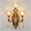 WayLuoung Lampada Da Parete Floreale Vintage 3 Testa Paralume In Vetro Cristallo Applique Parete Lampada Parete In Metallo Con Decorazione Color Bronzo Dorato Retrò Comodino (Base E14 Senza Lampadina)
