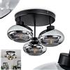 hofstein Lampada da soffitto Haikala, lampada da soffitto in metallo/vetro in nero/fumo, lampada retrò/vintage, 3 x E27, paralumi in vetro fumé, senza lampadina/e