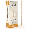 Eurocali Appendiabiti Attaccapanni in Legno Naturale con 8 Ganci e Struttura Modulare 2 Altezze - per Cappotti Giacche Cappelli e Borse - Portabiti Ingresso e Ufficio - 174/124x43cm