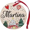 Corredino Neonato Pallina di Natale Personalizzata con Nome Martina, Decorazione Natalizia in legno 100% Italiana, cerchietto albero natale da 8 cm (legno, Martina)