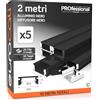 Eurocali 5x Profili da 2 metri (10mt) in Alluminio Nero per Strisce LED Copertura Opaca - larghezza max striscia led 12.4mm - 17.4 x 7