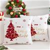 Dokeleen Set di 2 Bianco Copri Cuscini Natalizi Rosso Albero di Natale Copricuscino Divano Natalizie Confortevole Lavabile Velluto Morbido Inverno Decorazioni per Soggiorno Camera da Letto Festivo 45x45cm