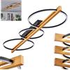 hofstein Lampada da soffitto a LED Carcano,dimmerabile,in metallo/legno/plastica in nero/naturale/bianco (Ø 26,5 cm,36,5 cm),3 luci,38 Watt,1600 lumen,3000 Kelvin,dimmerabile tramite interruttore