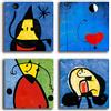 Printerland Quadri Moderni MIRO mirò blu 4 pezzi Stampa su Tela CANVAS Arredamento Arte Astratto XXL Arredo per soggiorno salotto camera da letto cucina ufficio bar ristorante printerland.it