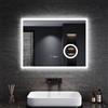 SONNI Specchio da Bagno a LED con Illuminazione, Specchio Con Luci 80 x 60cm Con illuminazione, Funzione Tri-colore Dimmerabile e Infinitamente Dimmerabile con Triplo Ingrandimento