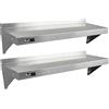 KuKoo - Mensola da parete in acciaio inox, per cucina, per catering, resistente alla corrosione, 1.250 x 300 mm, 2 pezzi, panni in microfibra in omaggio