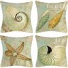 Vgzsyomqib Oceano Verde Federe Cuscini Quadrati 45x45 Tema Animali Mare Fodere Cuscini Estivi Lino Federa Cuscino da Esterno Set 4 Conchiglia Vintage Copricuscini per Divano Arredo Salotto
