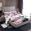 Loussiesd, Set di lenzuola per letto singolo, carino, rosso, floreale, bestiame, western, toro, fiore di ciliegio, 3 pezzi, lenzuolo con angoli motivo: mucca delle Highlands
