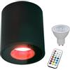Planetitaly Faretto lampada soffitto bagno vasca box doccia sensoriale LED RGB CCT 8W GU10 impermeabile IP65 cromoterapia lampada smart WiFi controllo vocale (Colore nero, luce RGBW+3000K)