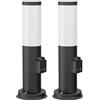 ledscom.de 2 lampade da vialetto/lampioni a paletto PORU per esterni, IP44, 39 cm, nero, 1 attacco E27 max. 40 W, presa di corrente