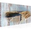 Runa Art Quadri Moderni Spiaggia Tela Non Tessuta Soggiorno Corridoio Effetto Legno Beige Blu 604012b