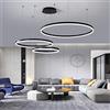 FUMIMID Lampadario Sospensione LED Lampada Soggiorno Lampadario Dimmerabile Con Telecomando Lampade Sospensione Moderne Tavolo Pranzo Soffitto Luminoso Acrilico Rotondo in Alluminio,Nero,3laps60+80+100cm