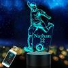 BayTec Lampada da calcio personalizzata per bambini con nome personalizzato per bambini figlio nipote luce notturna a LED idea regalo per compleanno Halloween Natale Capodanno decorazione della stanza