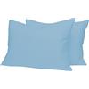 Home Tresor - Coppia Federe per Guanciali Letto con 3 Bottoni Clic Clac, Misura cm. 52x82, Made in Italy, 100% Puro Cotone, 57 fili cm^2, Tinta Unita AZZURRO