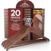Eurocali 20 Grucce Appendiabiti in Legno Marrone Scuro per Vestiti Abiti Giacche Camicie - RealGruccia Barra per Pantaloni Tacche Antiscivolo e Gancio Girevole 360° - Finitura Lucida Profilo Smussato - 22x45cm