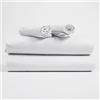 Corredocasa Lenzuola Completo Letto in Percalle, Made in Italy - 100% Cotone Percalle - Set Lenzuolo Sotto con Angoli, Sopra e 2 Federe Eleganti (Bianco, 1 Piazza)