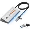 REAGLE HUB USB ATTIVO 6 PORTE 10 Gbps DISTRIBUTORE Lettore di schede SD TF USB-C 3.2