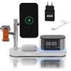 MMOBIEL Stazione di ricarica wireless 5 in 1 con sveglia, altoparlante Bluetooth e luce notturna a LED