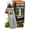 Bachgold Filtro per acqua Bachgold Squeeze Outdoor, bianco, 1000 ml - Filtro per acqua potabile ultraleggero per campeggio, sopravvivenza, emergenze, rimuove batteri, virus e microplastiche