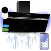 Klarstein Alina - Cappa da Cucina, 90cm, 615 m³/ora, Classe A, Controllo Touch & Smartphone, Cappa con LED, Silenziosa: 69 dB, Scarico & Ricircolo, Nera