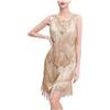Generico Costume Carnevale Donna,Vestiti Anni 20 Donna con Paillettes E Frange 1920S Abito Vestito Gatsby Vestito Charleston Festa A Tema Dress