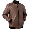 Generisch Giacca in pelle da uomo antivento Bomber con polsini a costine, giacca da mezza stagione, giacca da aviatore leggera, elegante giacca vintage, marrone, 5XL