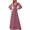 Ever-Pretty Vestito da Cerimonia Elegante Linea ad A Scollo a V A Abiti da Sera 00461 Orchidea 54