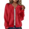 GMQWRK Bomber da donna elegante giacca testurizzata lavorata a maglia casual vestibilità ampia con cerniera senza colletto giacche da baseball con tasche con cerniera a maniche lunghe giacca da volo