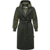MARIKOO Cappotto di transizione lungo da donna caldo in mix di materiali alla moda con cappuccio rimovibile e cintura a legame Tjadee 16 XS-3XL, verde oliva scuro, M